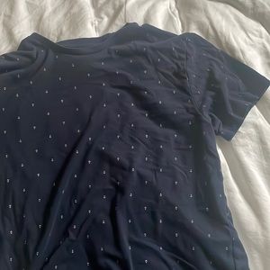Navy Blue Anchor Pattern T-shirt